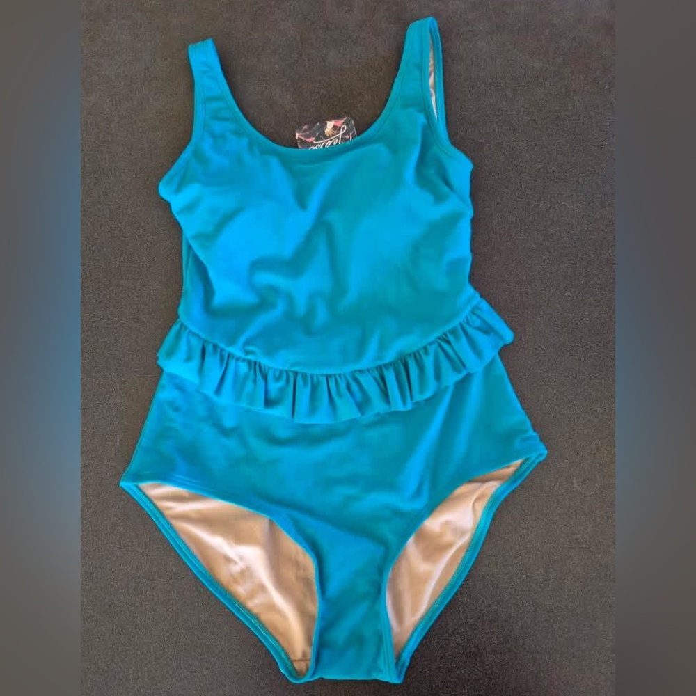 Kortni Jeane Women’s Skirted One Piece Swimsuit size Small Bright Turquoise